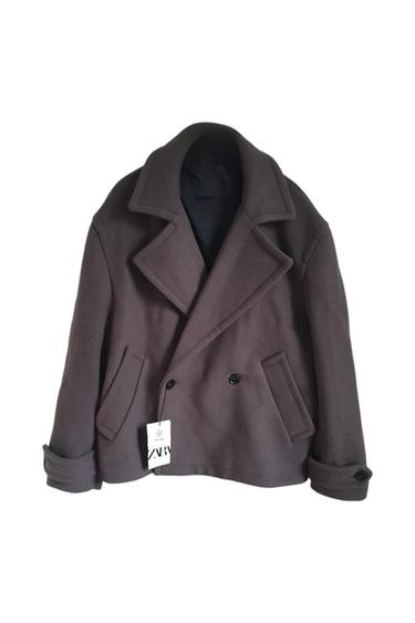 BROWN WOOL BLEND SHORT COAT JACKET ZARA SIZE S