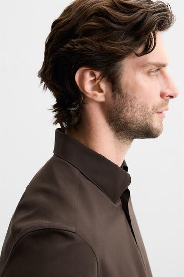 CHEMISE EXTENSIBLE - Chocolat de Zara - Image 4