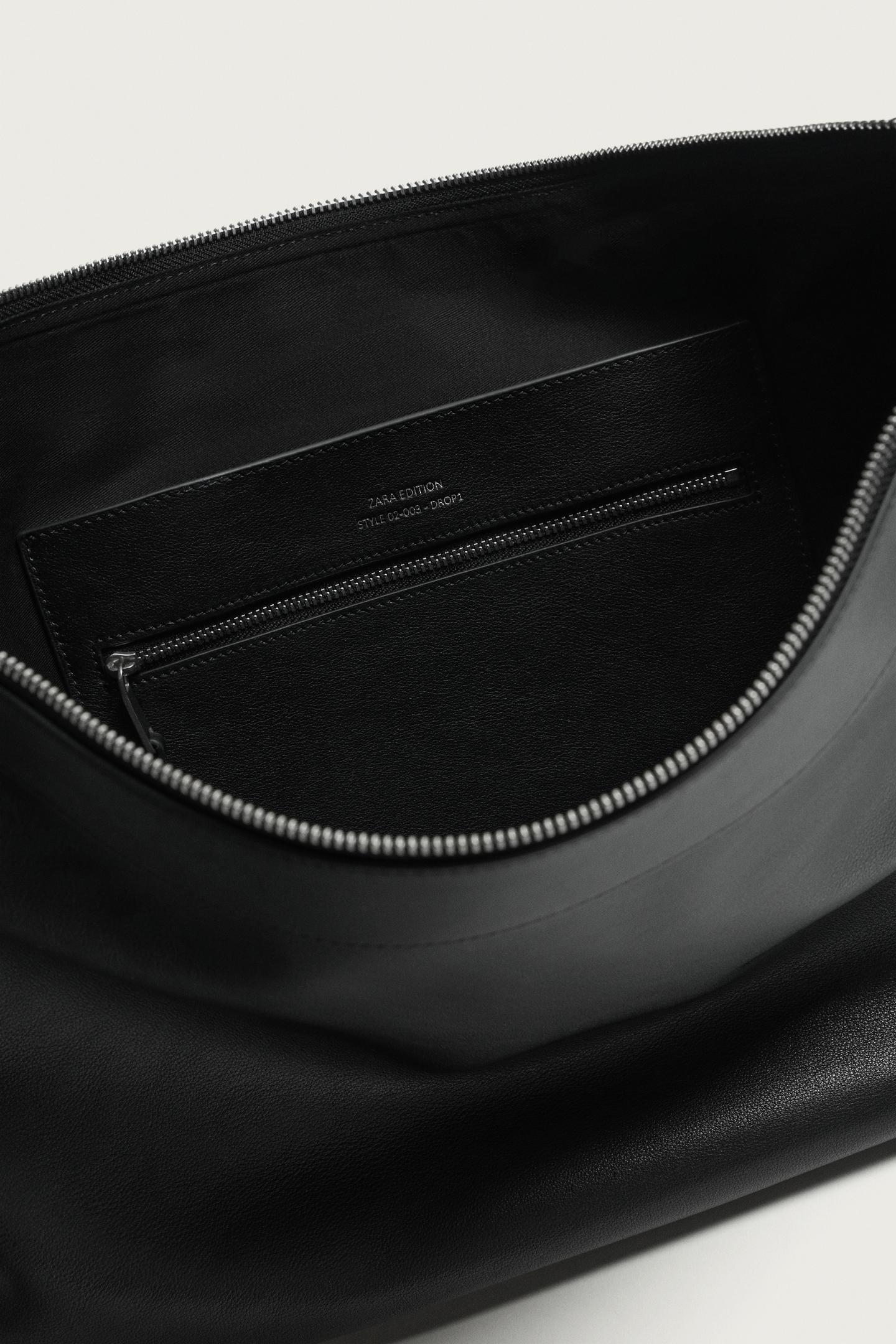 Мужская сумка Zara Leather Shoulder, цвет: Чёрный — фото 4