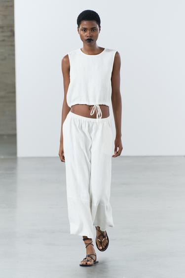 ПЛАТЬЕ МИДИ ИЗ 100% ЛЬНА — ZW COLLECTION — БЕЛЫЙ от Zara — изображение 0