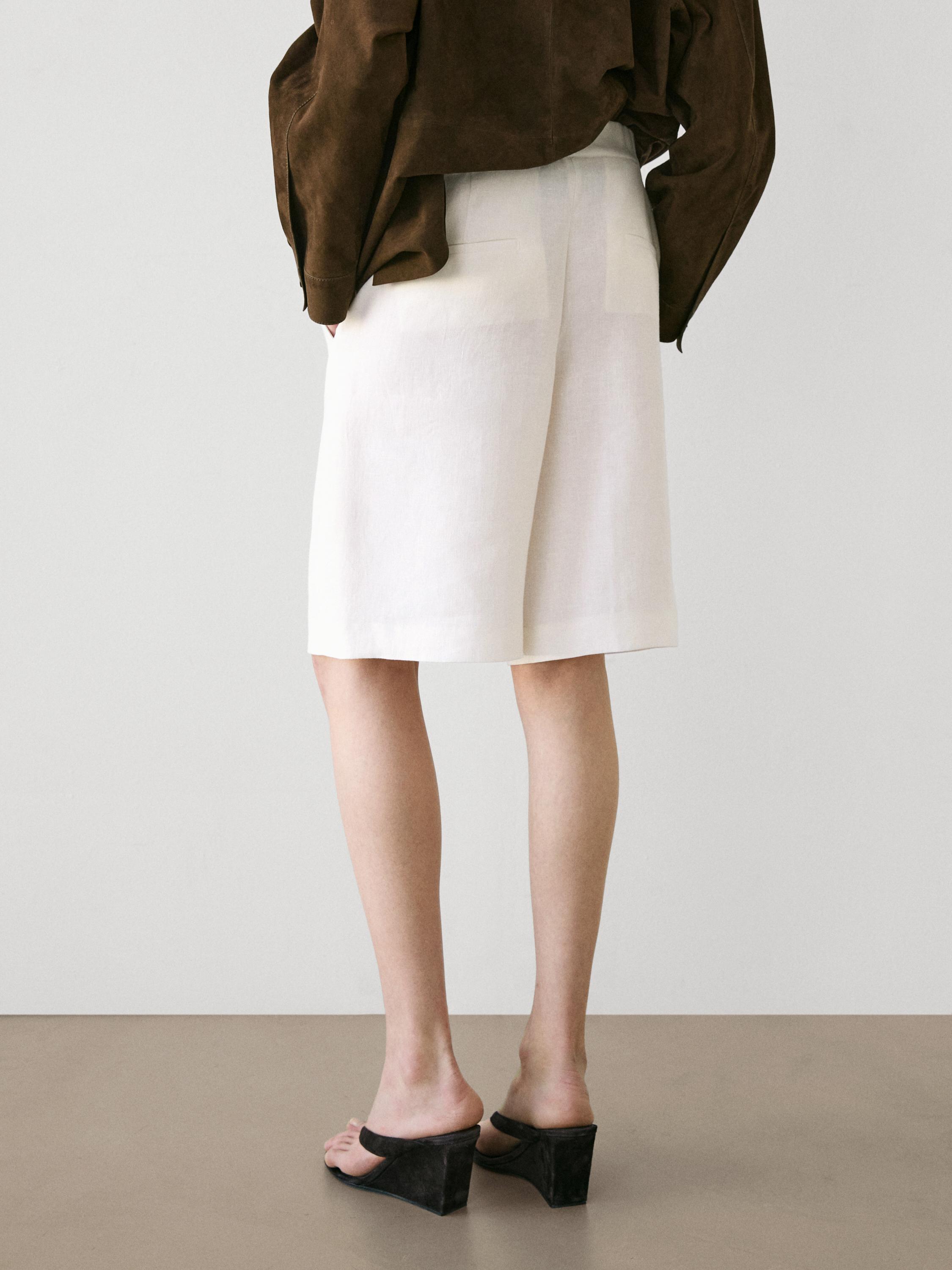 Long linen Bermuda shorts
