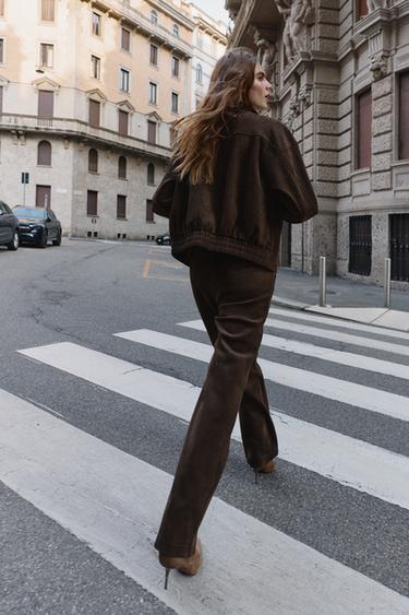 BLOUSON BOMBER OVERSIZE EFFET DAIM - Marron chocolat de Zara - Image 5