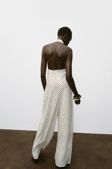 HALTER JUMPSUIT WITH POLKA DOTS - Ecru / Brown by Zara - Image 5