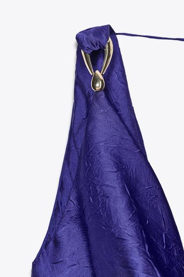 ROBE MIDI STYLE LINGERIE ORNEMENTS - Bleu encre de Zara - Image 8