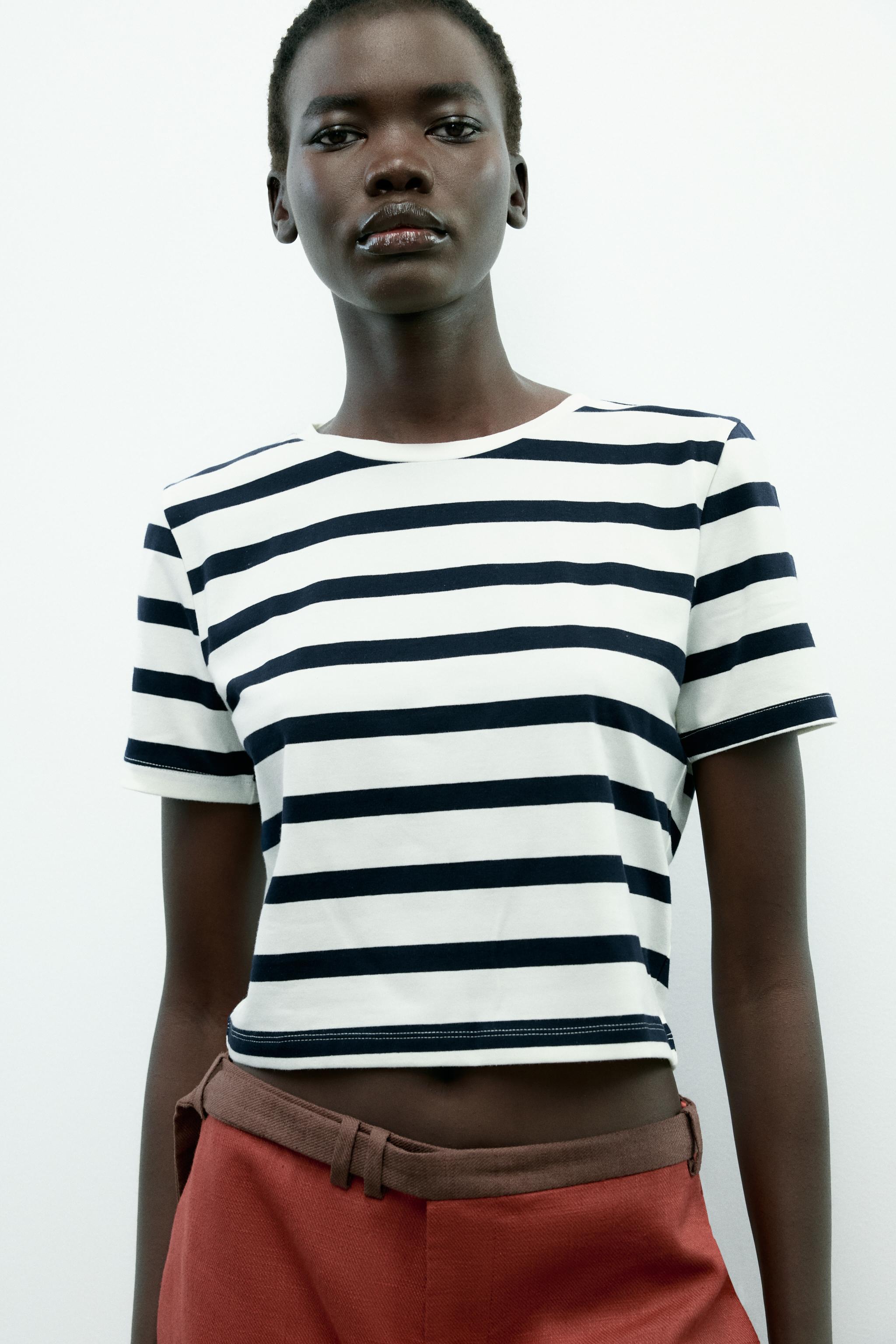 CROPPED STRETCH T-SHIRT - Black | ZARA Australia