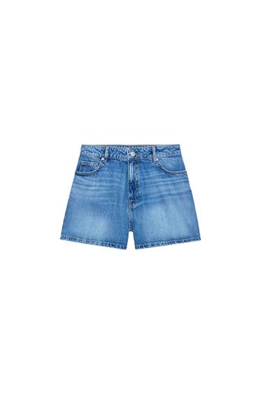 ZW COLLECTION MID-WAIST DENIM SHORTS - Blue by Zara