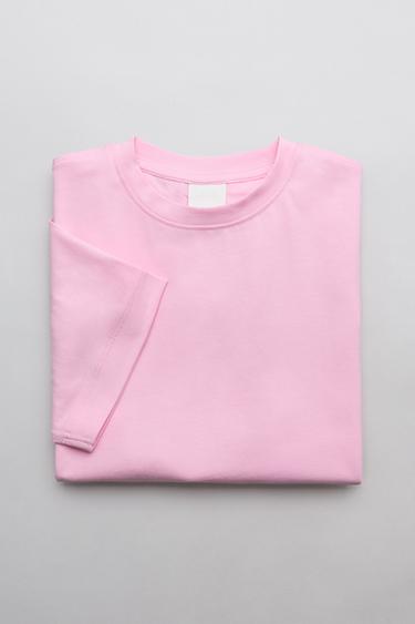 Zara PLAIN BASIC T-SHIRT - Pink