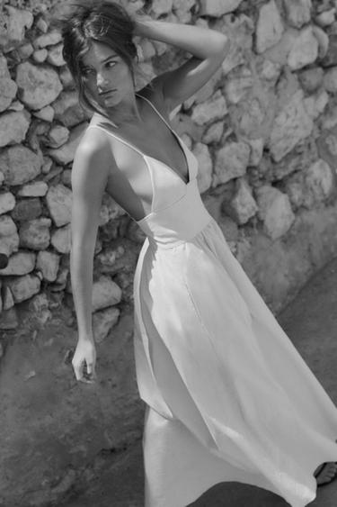 POPLIN MIDI DRESS - Beige by Zara - Image 4
