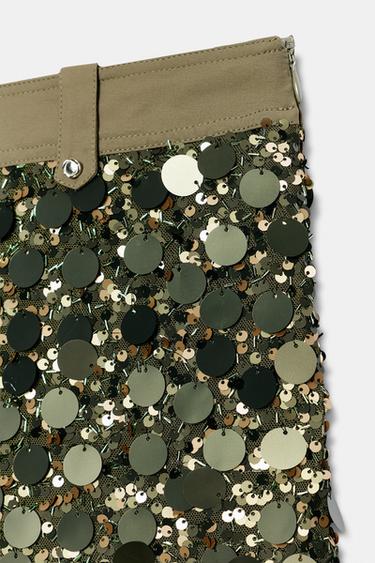 SEQUINNED MINI SKIRT - Green by Zara - Image 6