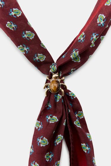 SPIDER PRINTED BANDANA WITH SILK - Burgundy by Zara - Image 2