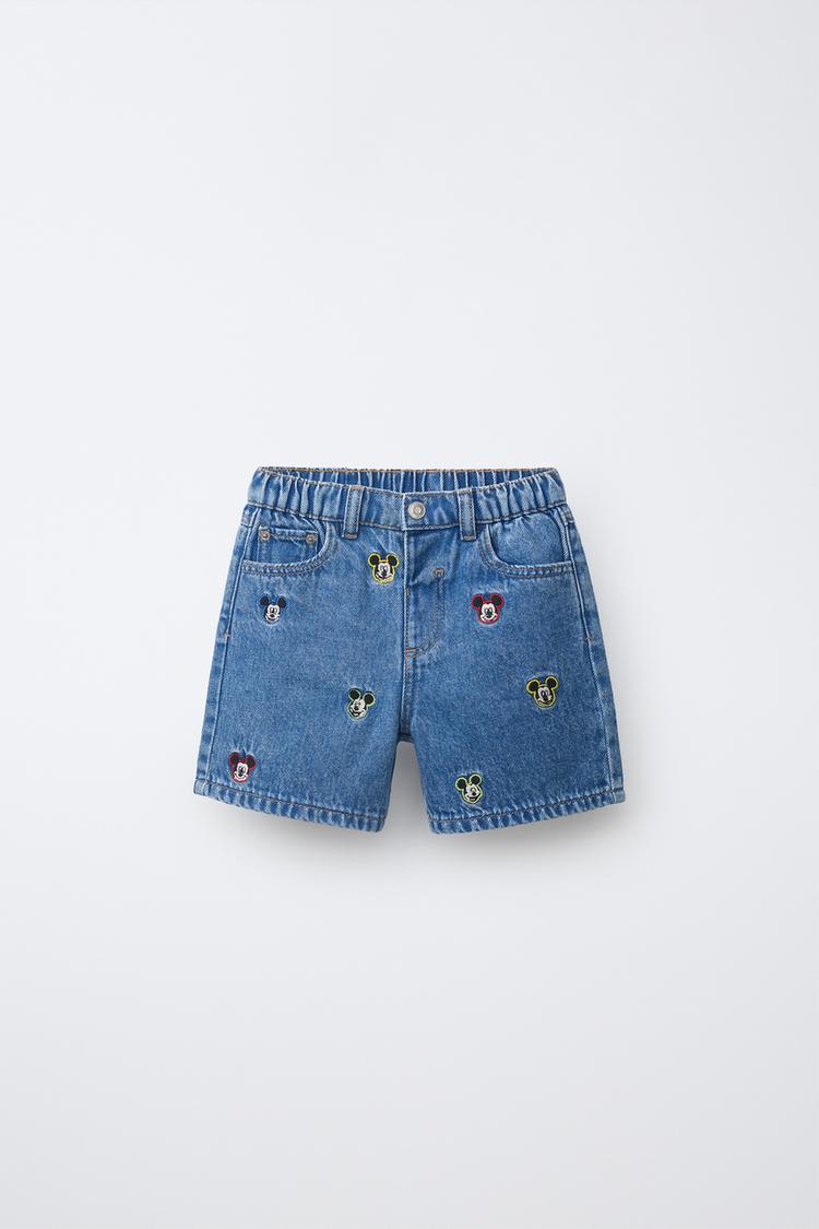 MICKEY MOUSE © DISNEY DENIM SHORTS — Mid-blue