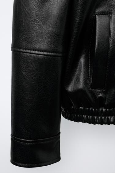 FAUX LEATHER BOMBER JACKET - Black by Zara - Image 5
