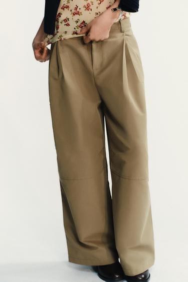PANTALON CARGO PLIS - Kaki clair de Zara - Image 1
