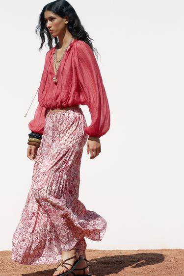 LONG PRINTED SKIRT - Multicoloured by Zara - Image 4