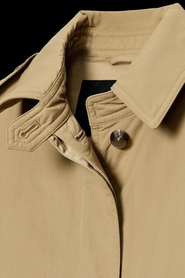 Zara ZW COLLECTION BELTED PADDED TRENCH COAT - taupe brown