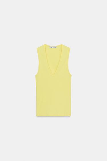 Zara V-NECK TOP - Yellow