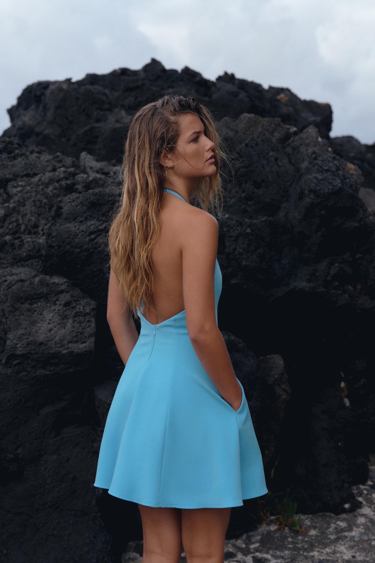 HALTER GODET SHORT DRESS