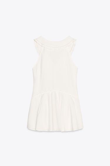 ROBE COURTE COL CLAUDINE PLIS PLATS - Blanc cassé de Zara - Image 6
