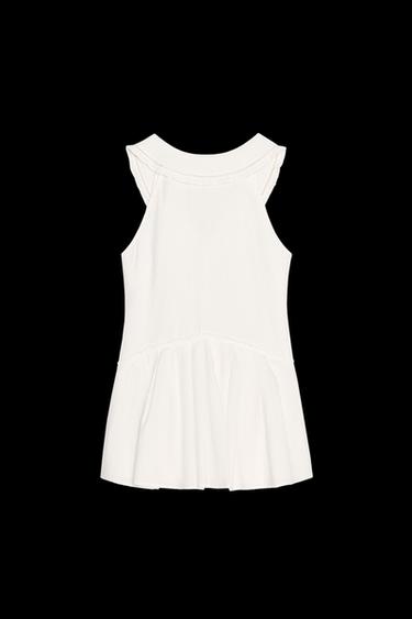 PLEATED SHORT DRESS WITH PETER PAN COLLAR - Oyster-white by Zara