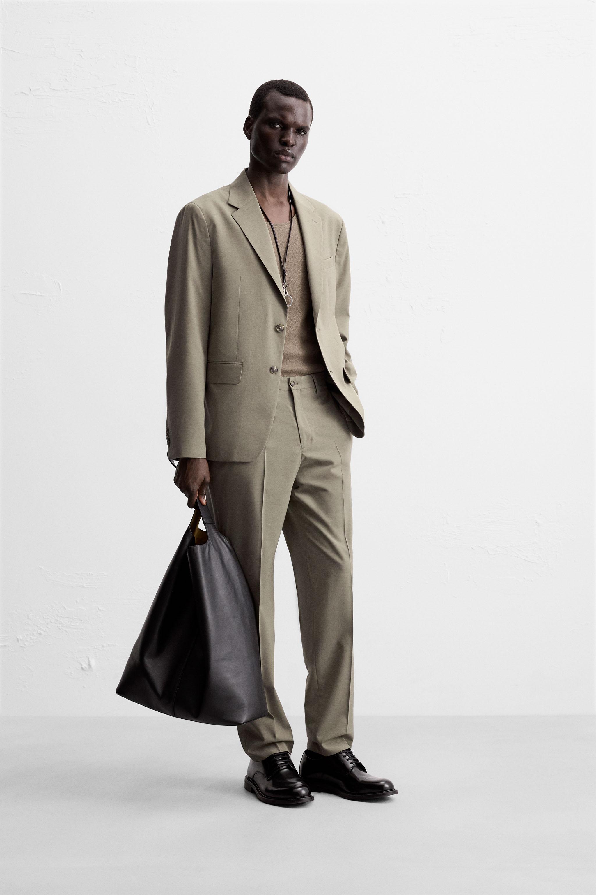TEXTURED SUIT PANTS
