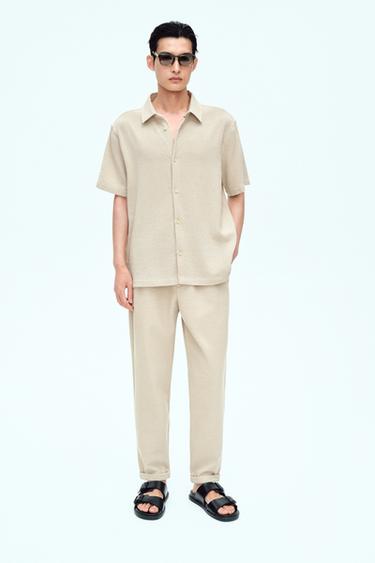 EASY CARE JOGGER WAIST TROUSERS - Sand by Zara