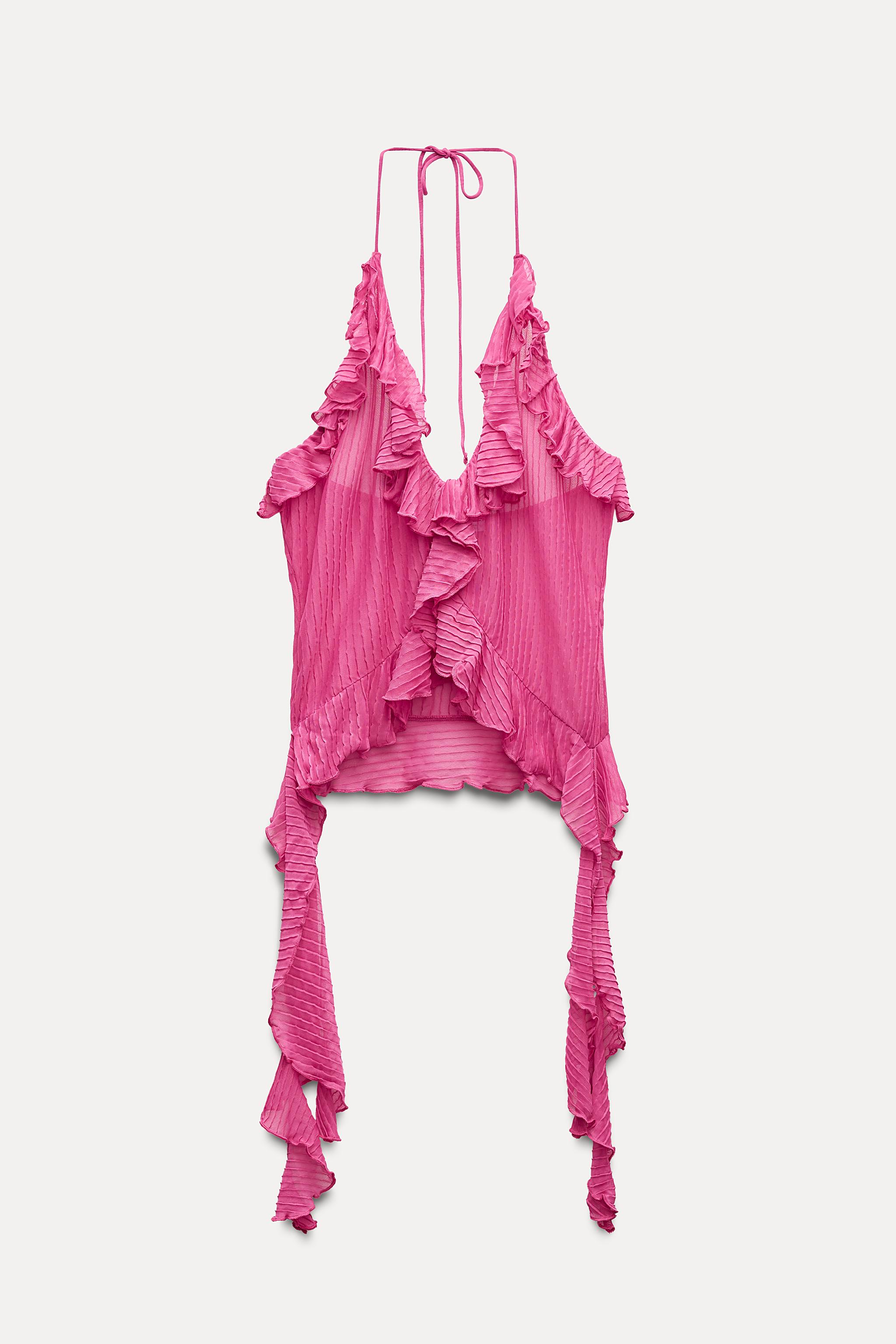 Pink ruffle top zara on sale