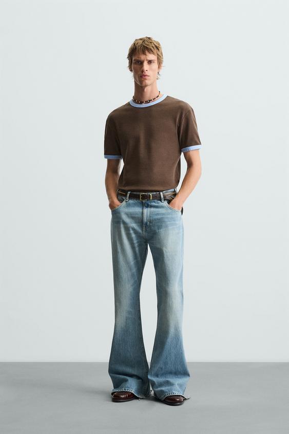 CAMISETA RIB CONTRASTE BÁSICA - Marrón de Zara - Imagen 0