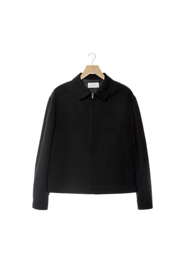 Zara TEXTURED ZIP JACKET - Black