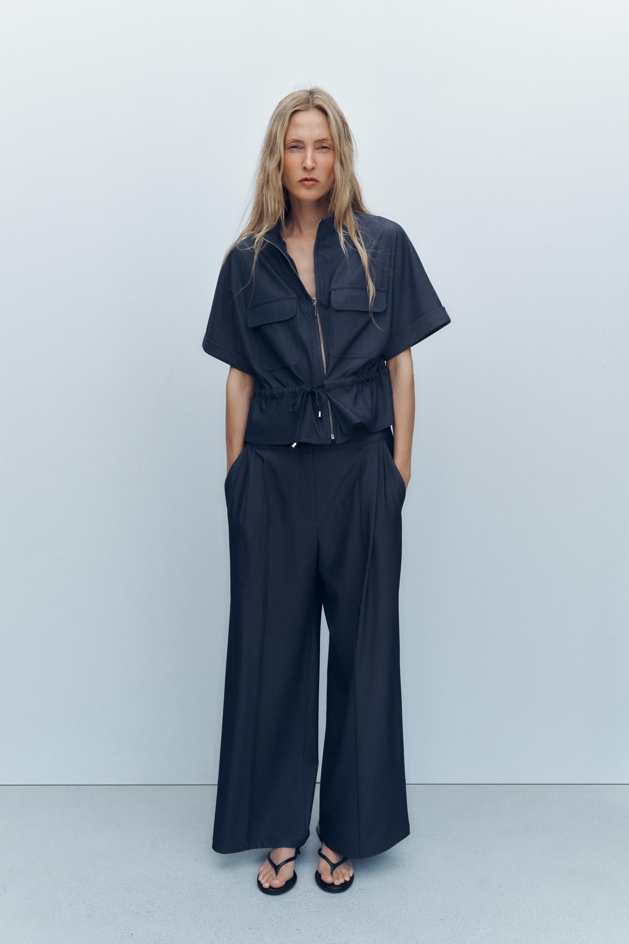 【ZARA】ダーツ入りワイドパンツ ブルー | 7941/995/400 ダーツ入りワイドパンツ - ブルー | ZARA Japan / 日本