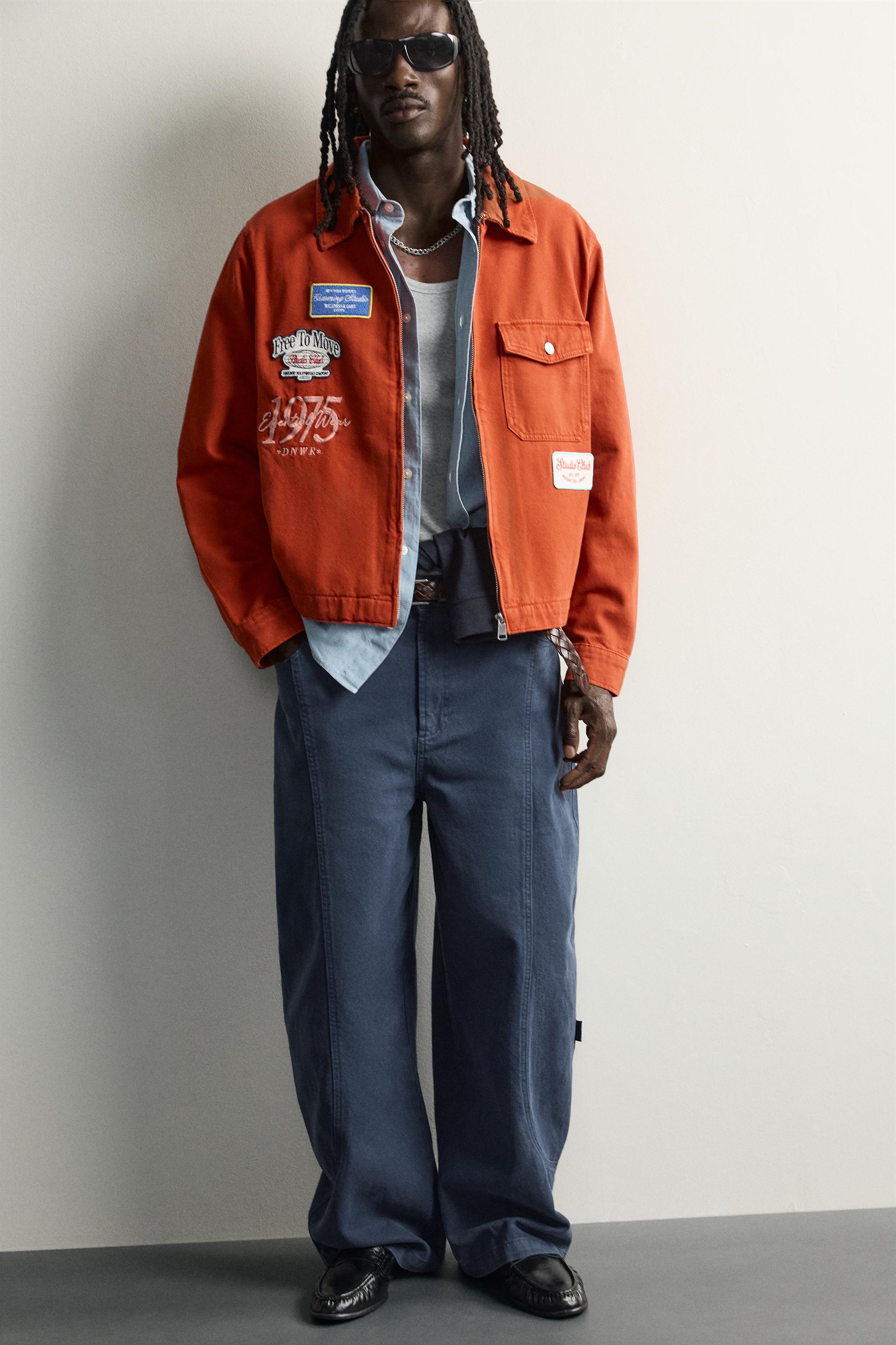 Мужские куртки Zara EMBROIDERED PATCH RELAXED FIT JACKET — фото 7