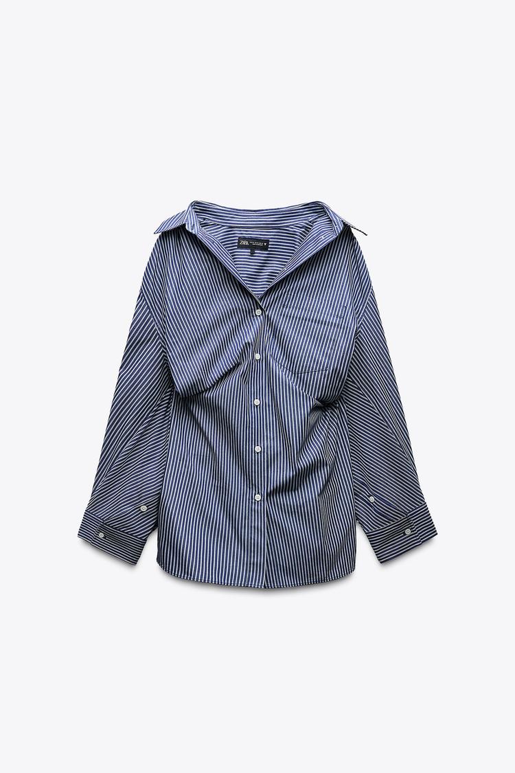 OVERSIZED POPLIN SHIRT - Blue / Navy by Zara - Image 4