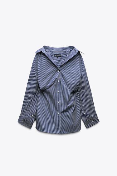 OVERSIZED POPLIN SHIRT - Blue / Navy by Zara