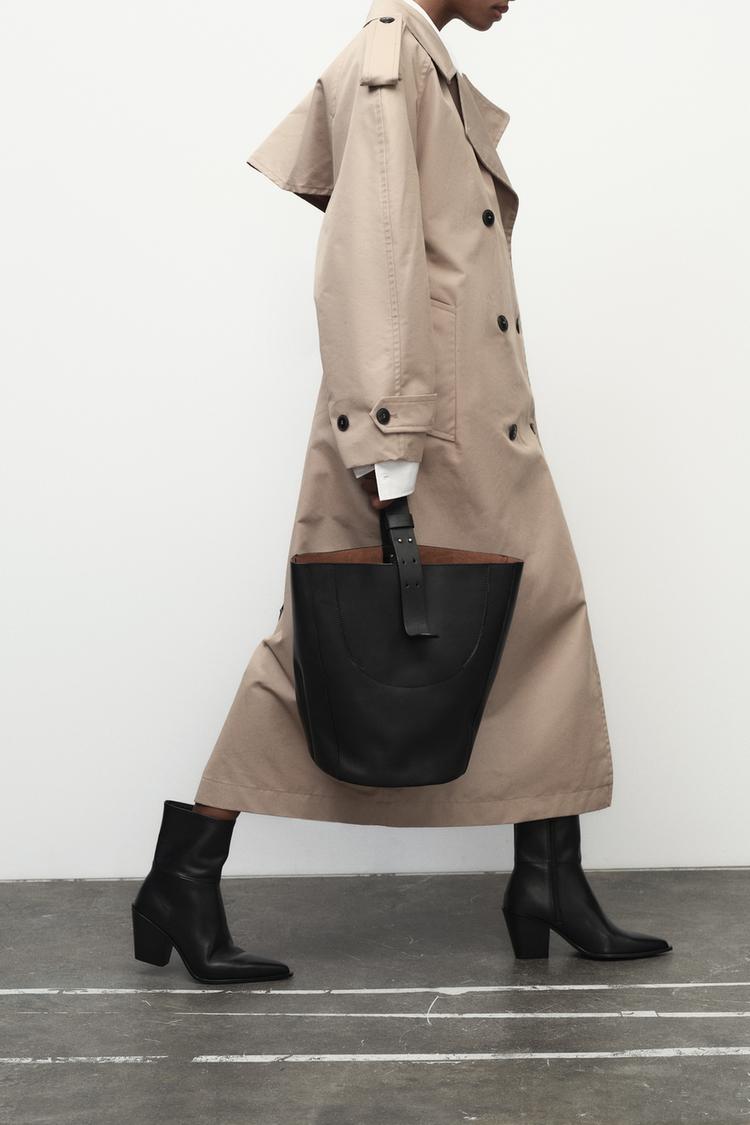 レザーポインテッドトゥショートブーツ - ブラック | ZARA Japan / 日本 