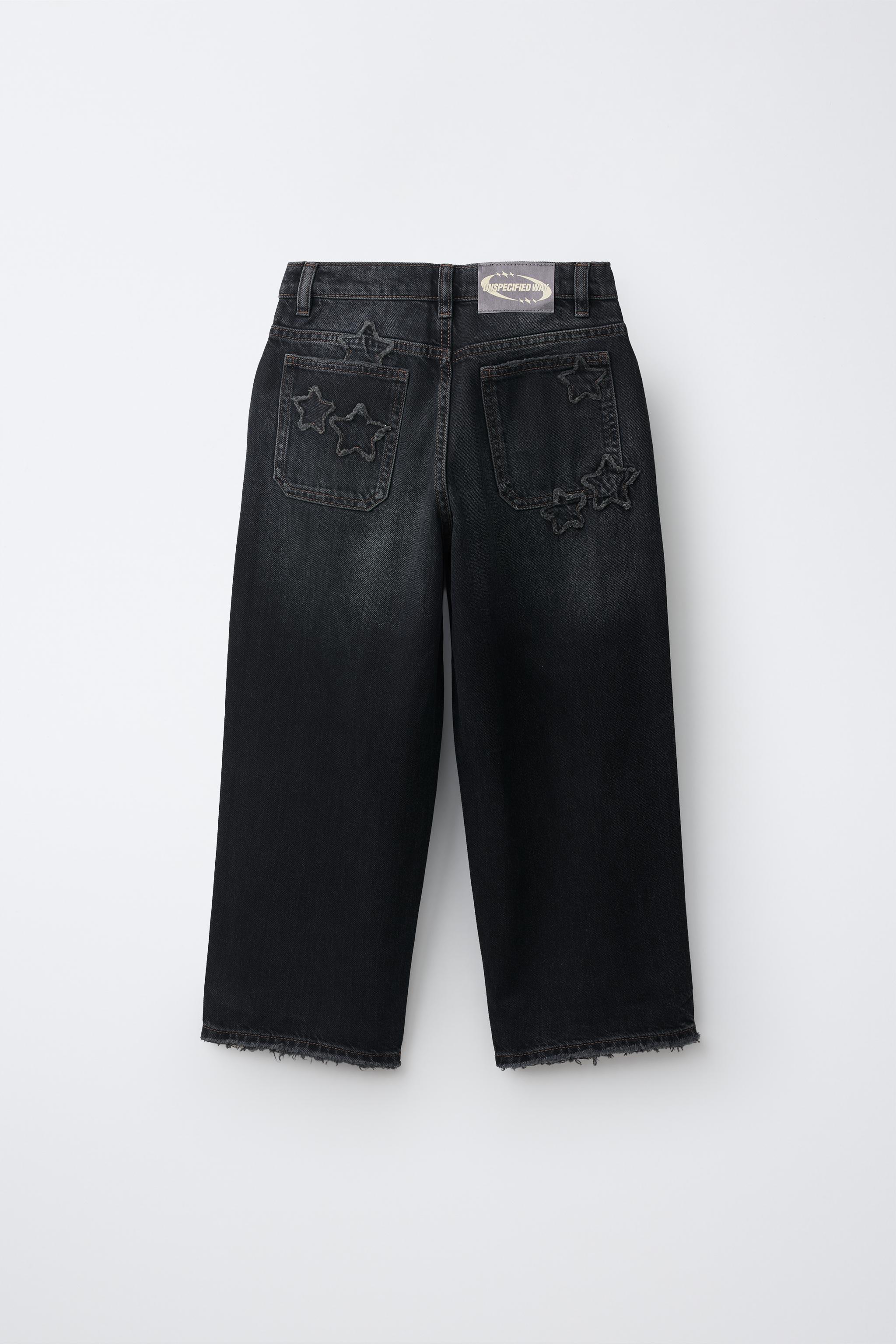 スターパッチ バギーデニムパンツ - ブルー／ブラック | ZARA Japan / 日本