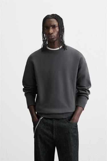 SWEATER MED BLØD STRUKTUR - koksgrå fra Zara