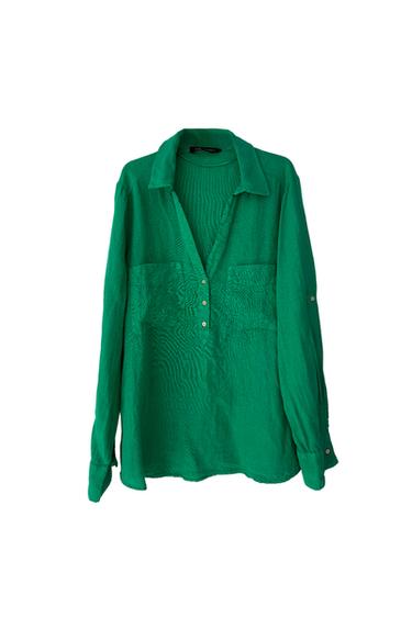BLOUSE VERTE EN LIN