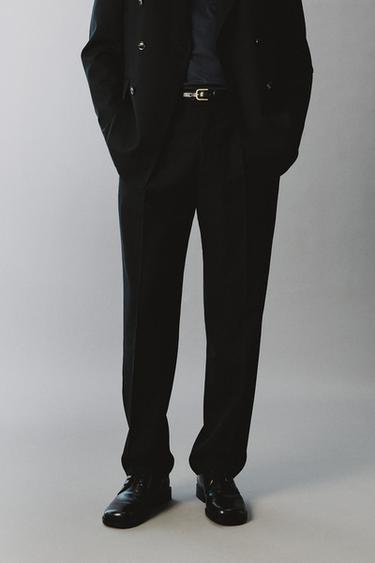 WOOL BLEND SUIT TROUSERS - Dark green by Zara