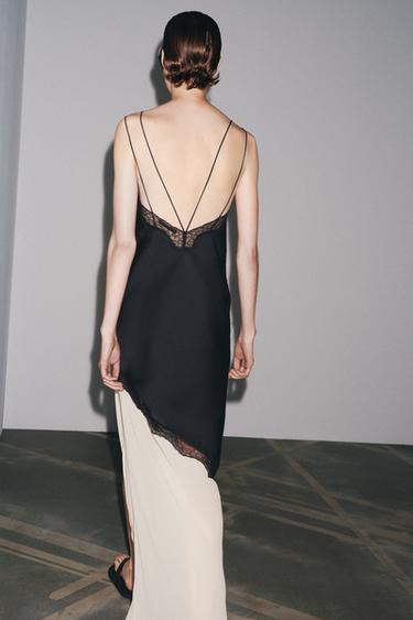 ROBE EN MATIÈRES VARIÉES DENTELLE - Noir / Écru de Zara - Image 2