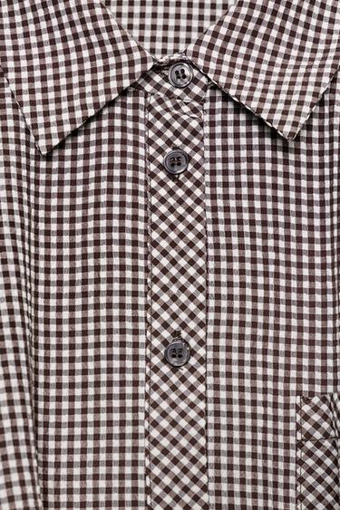 CHEMISE BALLON À CARREAUX VICHY - Marron / Écru de Zara - Image 7