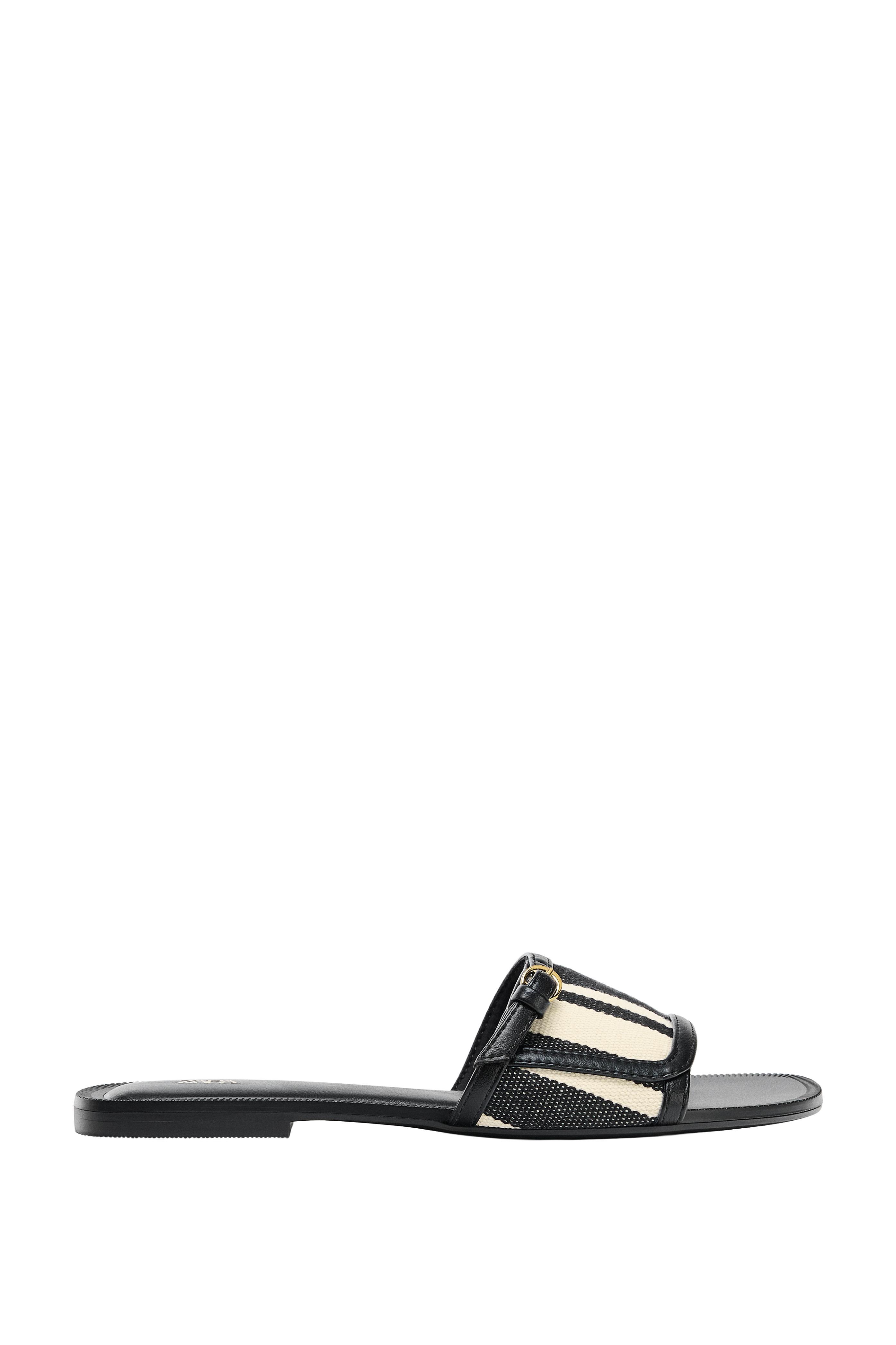 Zara sandal brand new with tags! Black  color PRINTED FLAT BUCKLE SANDALS - Multi-color | ZARA United States main image 3