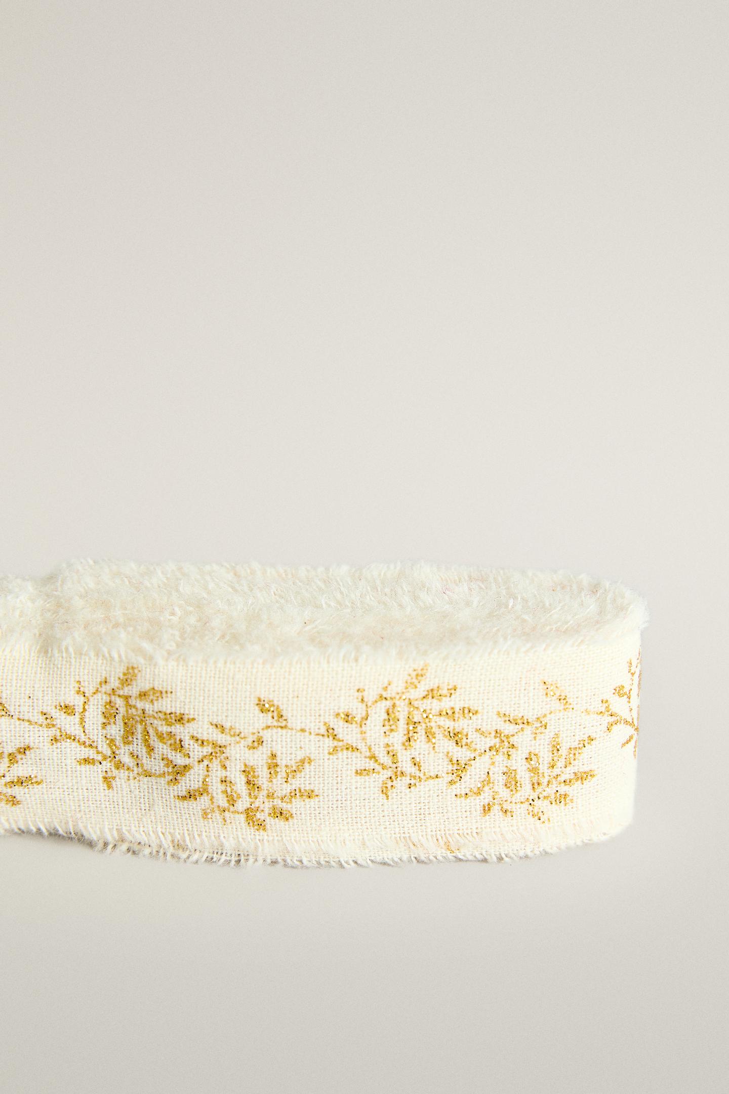 Zara Printed Cotton Christmas Gift Ribbon, цвет: Экрю — фото 3
