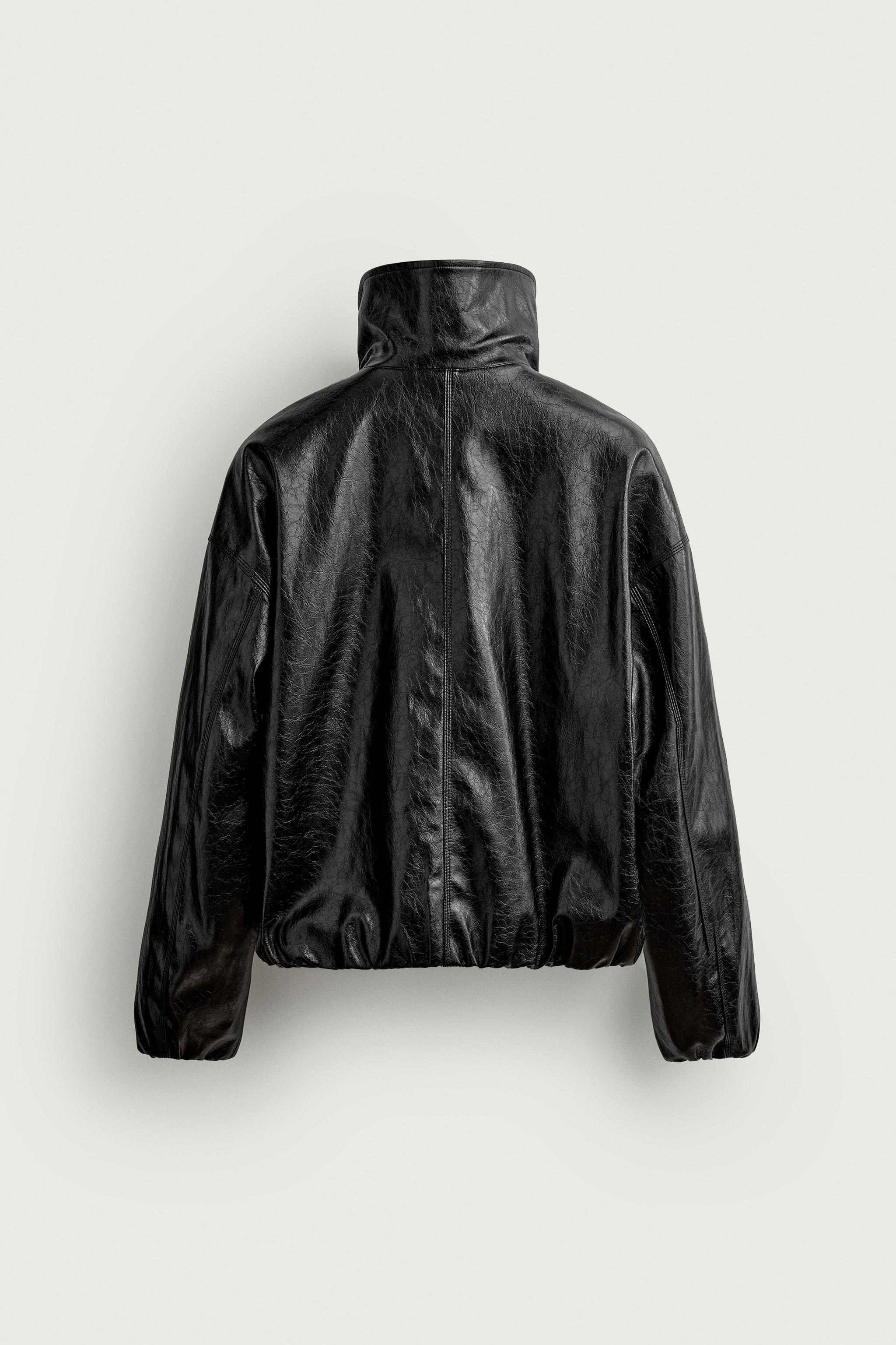 BLOUSON CROPPED FIT MATIÈRE SYNTHÉTIQUE