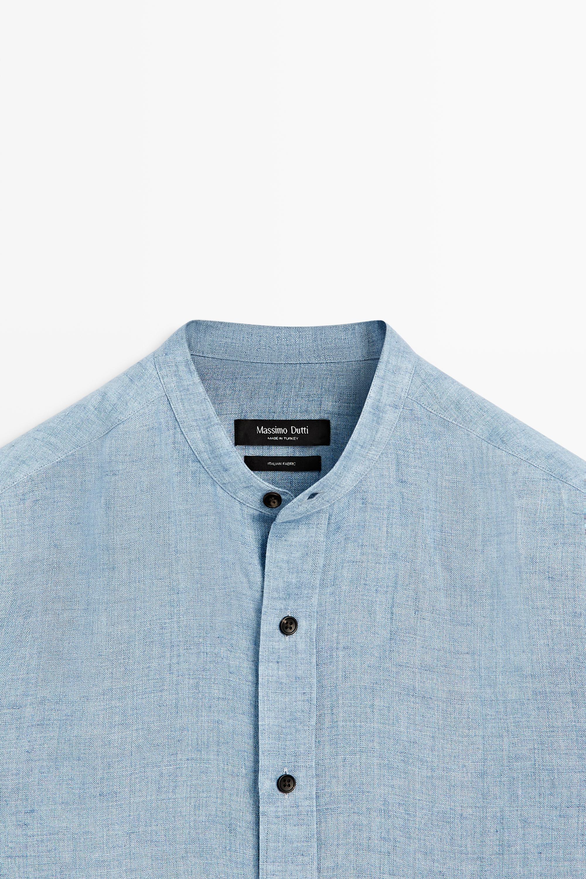Chemise regular fit 100 % lin boutons contrastés