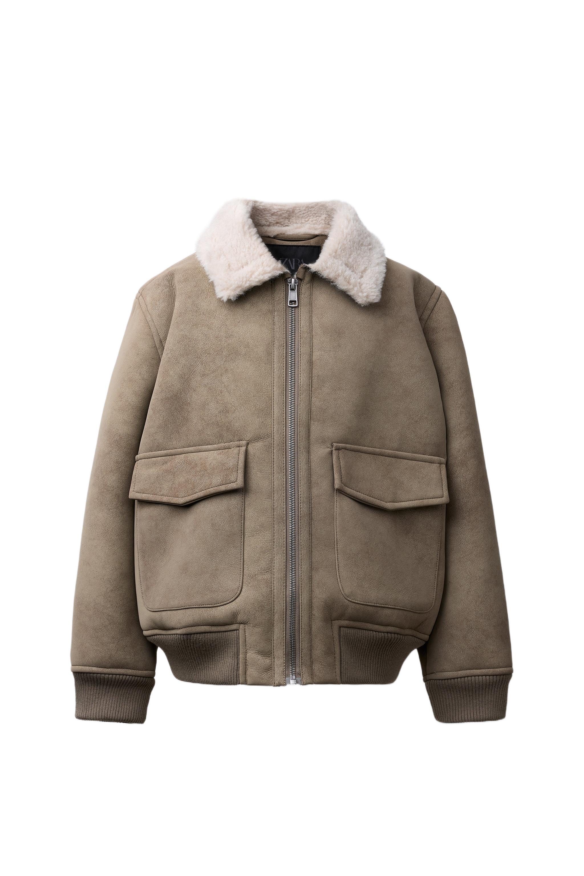 DOUBLE-FACED FAUX SHEARLING BOMBER JACKET - Brown / Taupe | ZARA