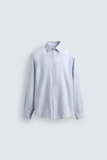 Zara STRUCTURE SLIM FIT SHIRT - Sky blue