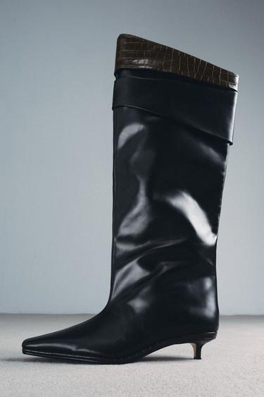 LIMITED EDITION LEATHER KNEE-HIGH BOOTS - Black by Zara