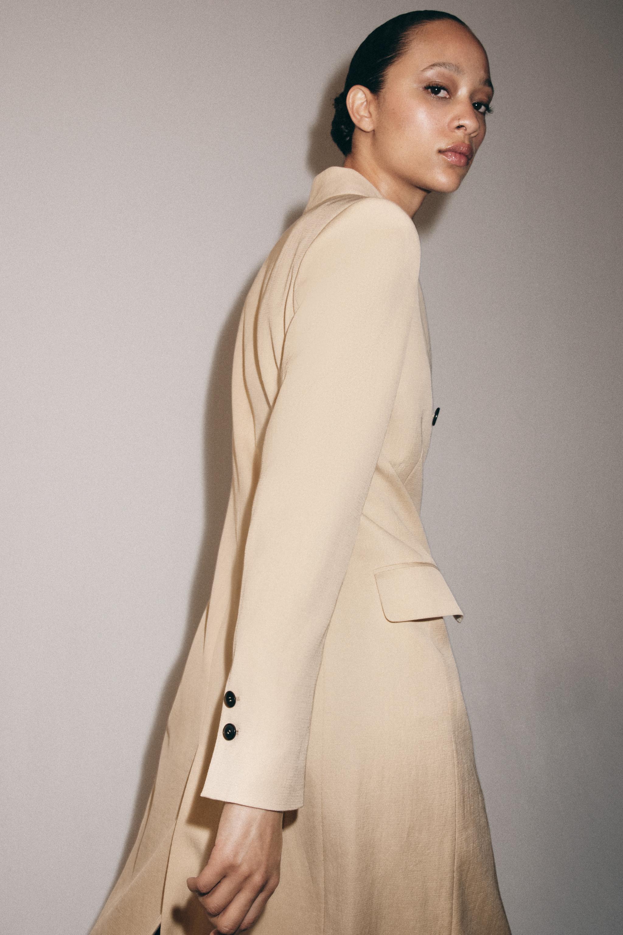 ZW COLLECTION FLOWY DOUBLE-BREASTED COAT