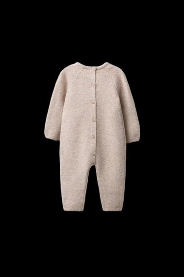 STRICKOVERALL MIT BLUMENSTICKEREI - Hellbeige von Zara