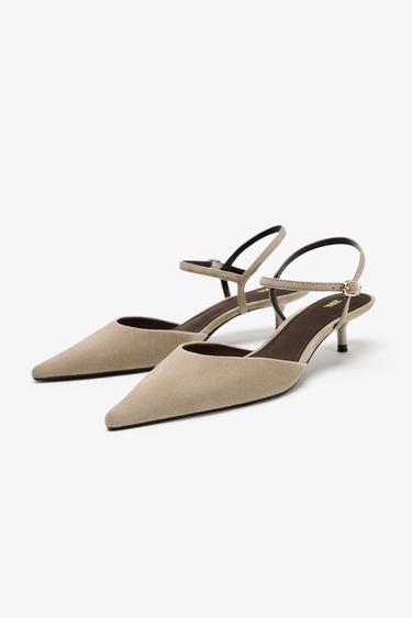 SUEDE KITTEN-HEEL SLINGBACKS - Sand Brown by Zara - Image 2