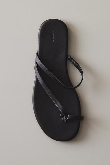 SANDALE PLATE CUIR - Noir de Zara - Image 6